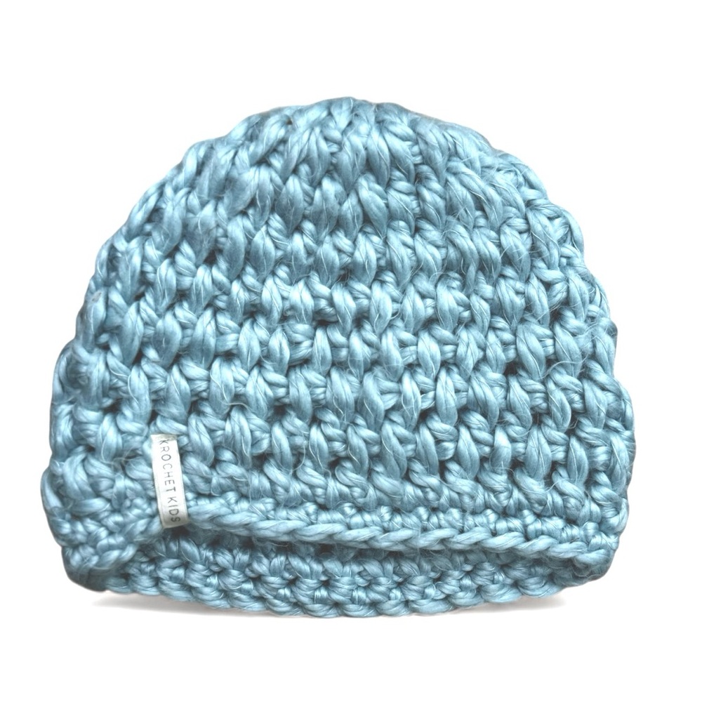 Krochet Kids Handmade Winter Hat - Blue Acrylic Sweater Beanie Warm Outerwear